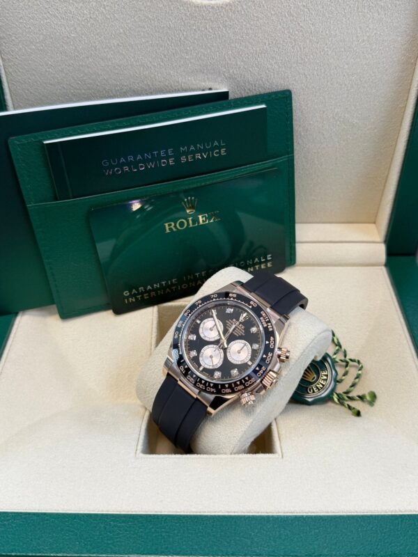 Rolex Daytona Rose Gold Cosmograph Daytona Watch - Black Bezel - Black And Sundust Diamond Dial 126515ln - Image 5