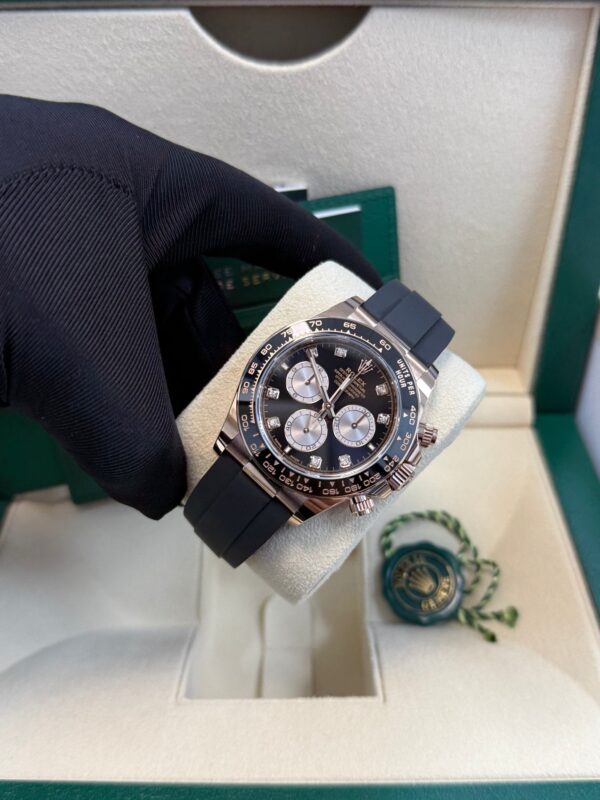 Rolex Daytona Rose Gold Cosmograph Daytona Watch - Black Bezel - Black And Sundust Diamond Dial 126515ln - Image 11
