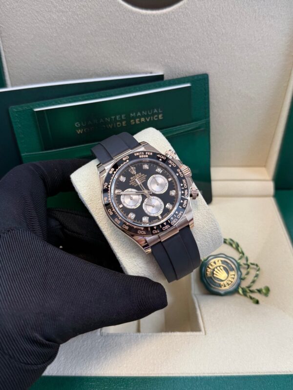 Rolex Daytona Rose Gold Cosmograph Daytona Watch - Black Bezel - Black And Sundust Diamond Dial 126515ln - Image 12