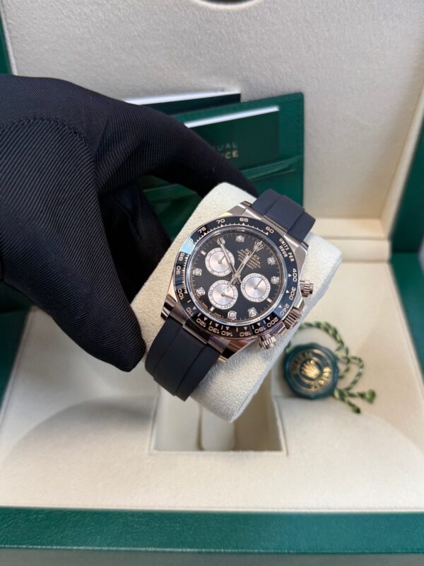 Rolex Daytona Rose Gold Cosmograph Daytona Watch - Black Bezel - Black And Sundust Diamond Dial 126515ln - Image 4