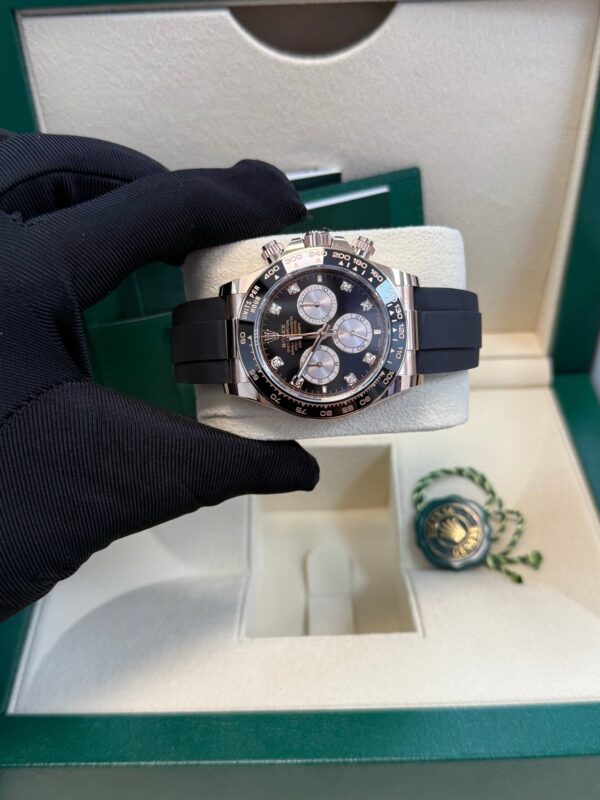 Rolex Daytona Rose Gold Cosmograph Daytona Watch - Black Bezel - Black And Sundust Diamond Dial 126515ln - Image 7