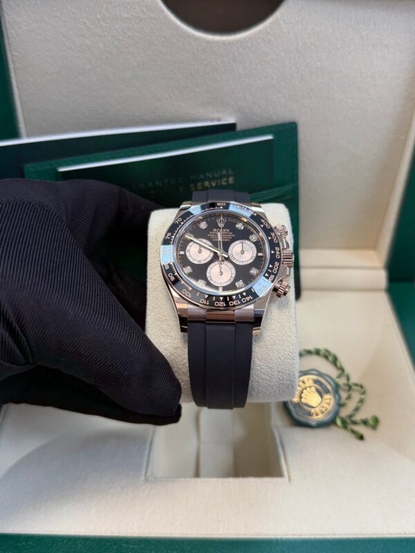 Rolex Daytona Rose Gold Cosmograph Daytona Watch - Black Bezel - Black And Sundust Diamond Dial 126515ln - Image 3