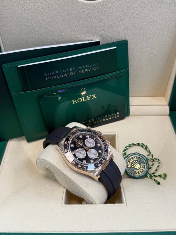 Rolex Daytona Rose Gold Cosmograph Daytona Watch - Black Bezel - Black And Sundust Diamond Dial 126515ln - Image 6