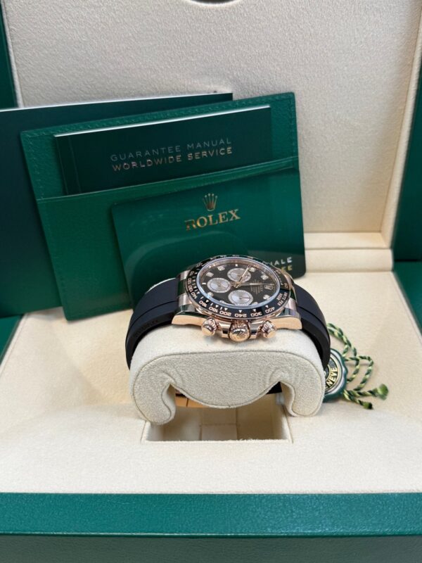 Rolex Daytona Rose Gold Cosmograph Daytona Watch - Black Bezel - Black And Sundust Diamond Dial 126515ln - Image 10