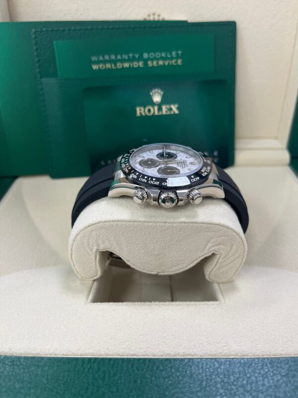 Rolex Daytona White Gold Daytona 40 Watch - Meteroite and Black Index Dial - Black Oysterflex 116519LN - Image 5