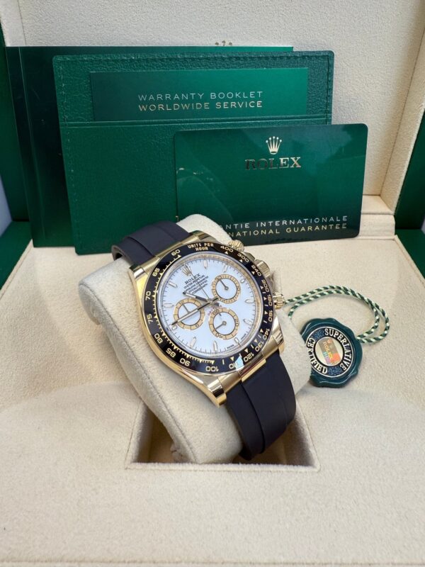 Rolex Daytona Yellow Gold Black Cerachrom Bezel White Index Dial Oysterflex Strap 126518ln - Image 11