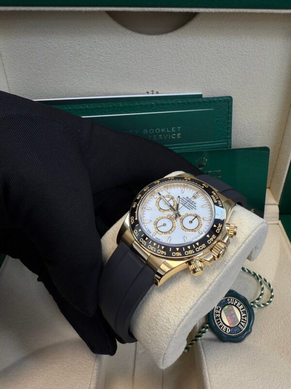 Rolex Daytona Yellow Gold Black Cerachrom Bezel White Index Dial Oysterflex Strap 126518ln - Image 7