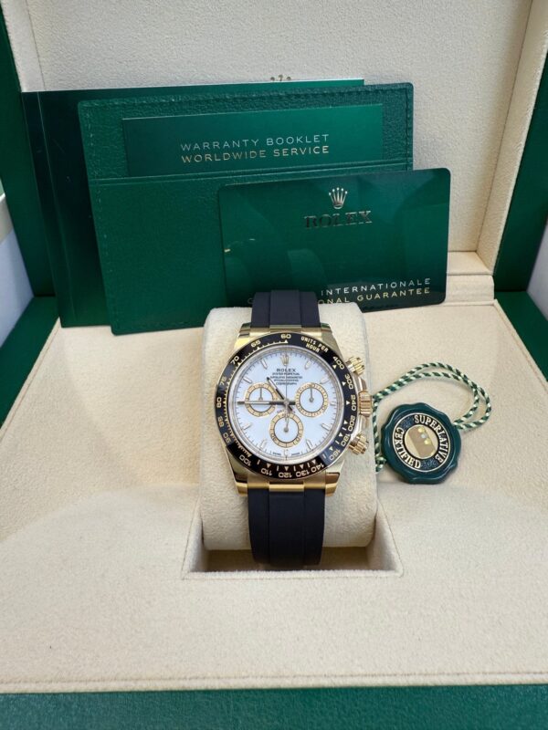 Rolex Daytona Yellow Gold Black Cerachrom Bezel White Index Dial Oysterflex Strap 126518ln - Image 4