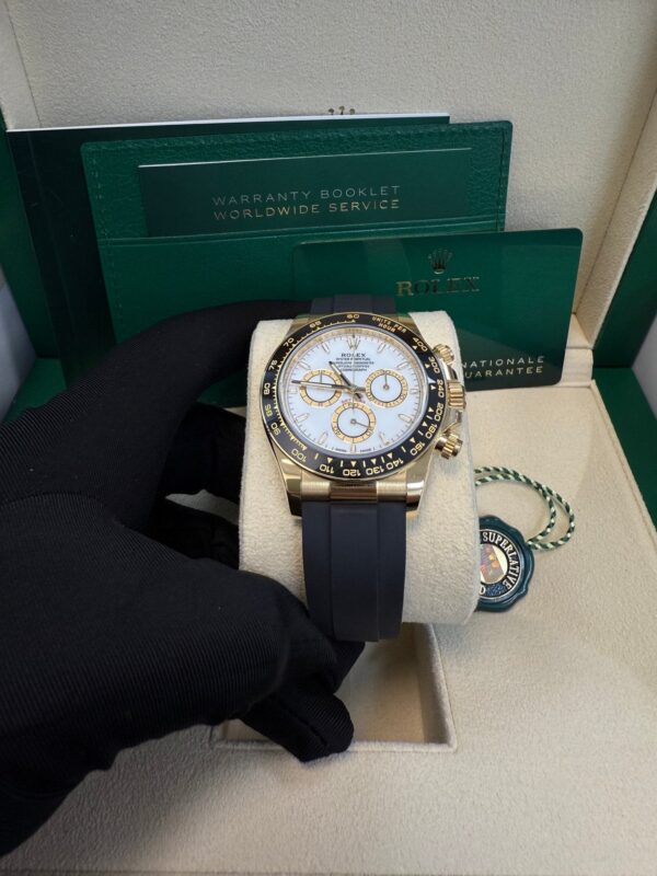 Rolex Daytona Yellow Gold Black Cerachrom Bezel White Index Dial Oysterflex Strap 126518ln - Image 9
