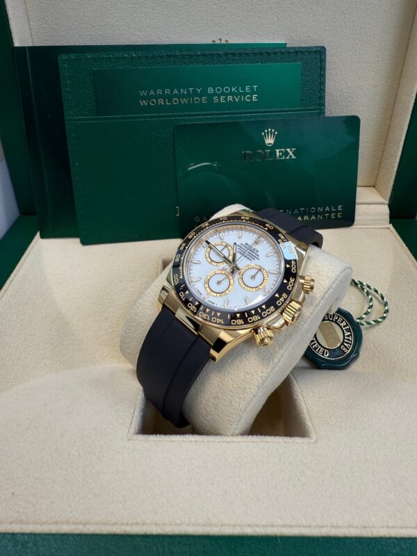 Rolex Daytona Yellow Gold Black Cerachrom Bezel White Index Dial Oysterflex Strap 126518ln - Image 10