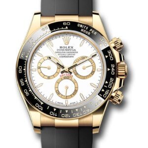 Rolex Daytona Yellow Gold Black Cerachrom Bezel White Index Dial Oysterflex Strap 126518ln