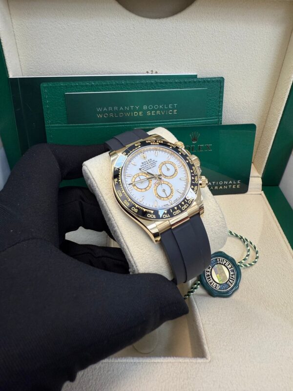Rolex Daytona Yellow Gold Black Cerachrom Bezel White Index Dial Oysterflex Strap 126518ln - Image 8