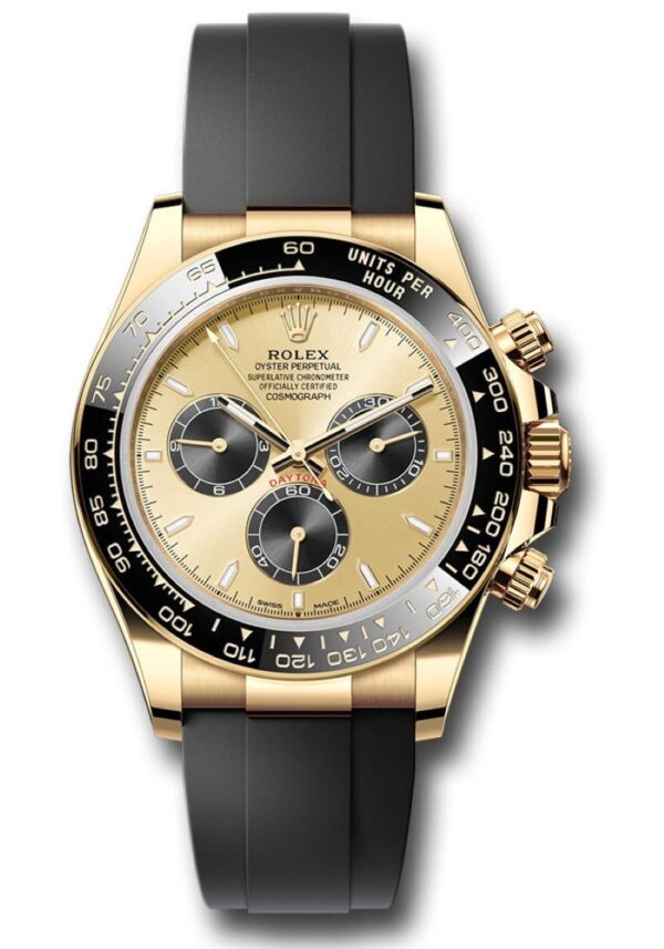 Rolex Daytona Yellow Gold Golden And Black Index Dial Oysterflex Strap 126518ln