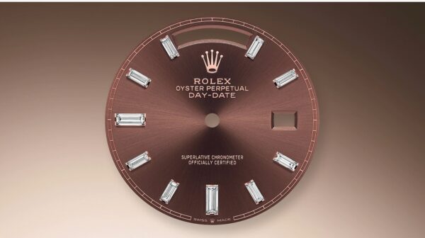 Rolex Everose Gold Day-Date 40 Watch - Everose Gold Bezel - Chocolate Baguette Diamond Dial - President Bracelet (REF#228345RBR) - Image 5