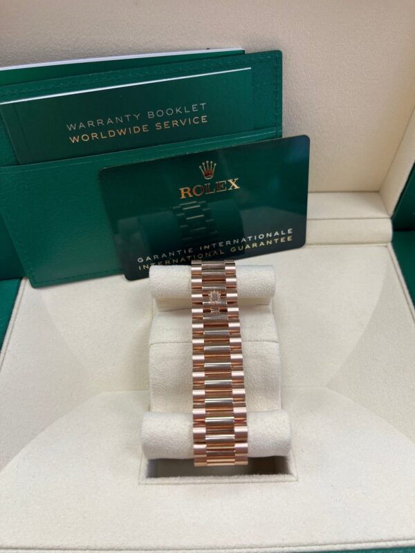 Rolex Everose Gold Day-Date 40 Watch - Everose Gold Bezel - Chocolate Baguette Diamond Dial - President Bracelet (REF#228345RBR) - Image 16