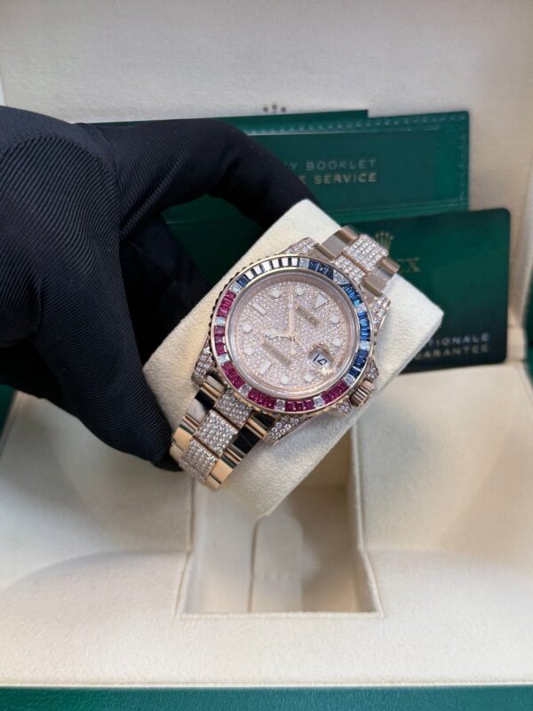 Rolex GMT-Master II Everose Gold/ Full Diamond Paved Dial/ Bracelet Sapphire & Ruby (Ref# 126755SARU) - Image 2