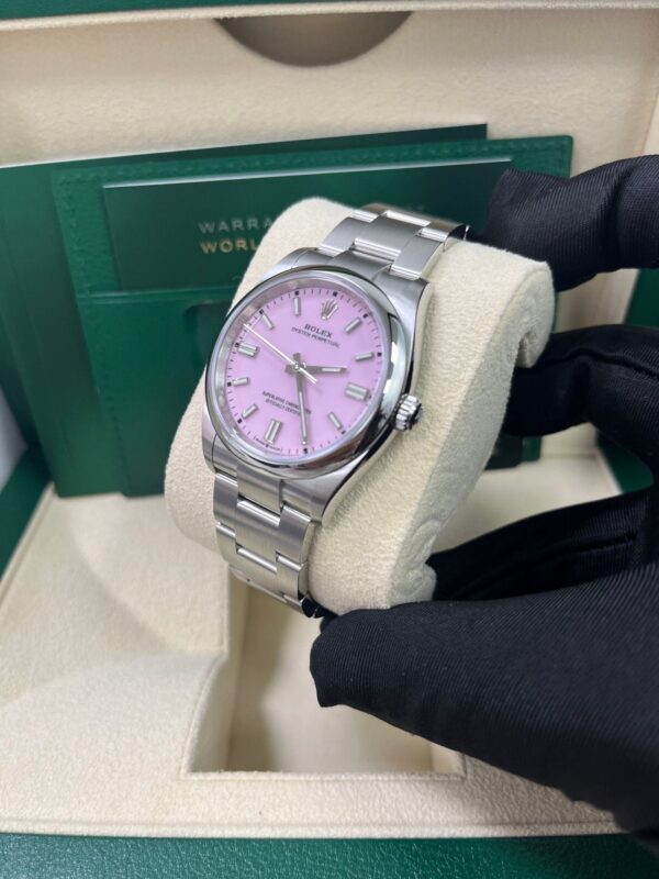 Rolex Oyster Perpetual 36 Watch - Domed Bezel - Candy Pink Index Dial - Oyster Bracelet (Ref# 12600) - Image 11