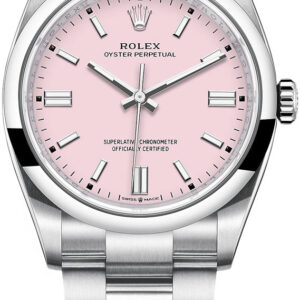 Rolex Oyster Perpetual 36 Watch - Domed Bezel - Candy Pink Index Dial - Oyster Bracelet (Ref# 12600)