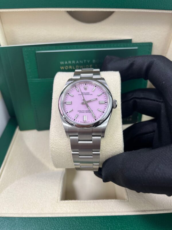 Rolex Oyster Perpetual 36 Watch - Domed Bezel - Candy Pink Index Dial - Oyster Bracelet (Ref# 12600) - Image 3