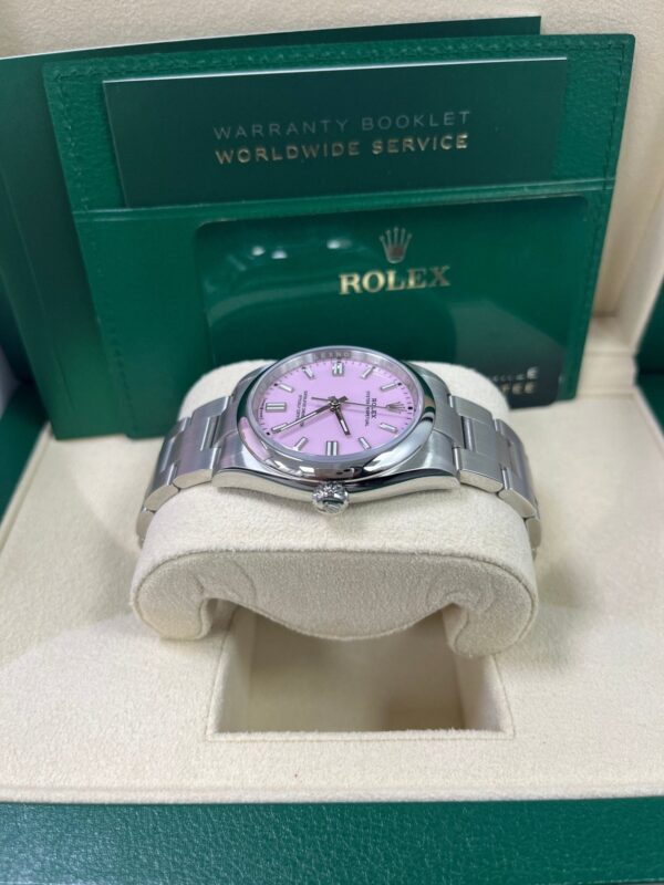 Rolex Oyster Perpetual 36 Watch - Domed Bezel - Candy Pink Index Dial - Oyster Bracelet (Ref# 12600) - Image 8