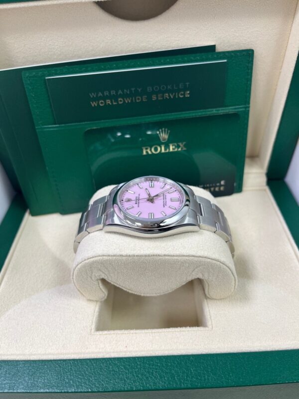 Rolex Oyster Perpetual 36 Watch - Domed Bezel - Candy Pink Index Dial - Oyster Bracelet (Ref# 12600) - Image 5