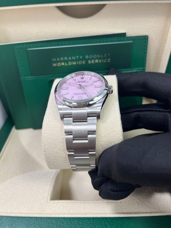 Rolex Oyster Perpetual 36 Watch - Domed Bezel - Candy Pink Index Dial - Oyster Bracelet (Ref# 12600) - Image 2