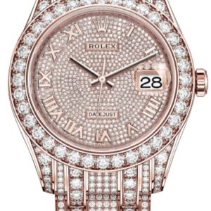 Rolex Pearlmaster 39 Everose Gold Paved Diamond dial Diamond-set bezel Pearlmaster bracelet (Reference 86405RBR)