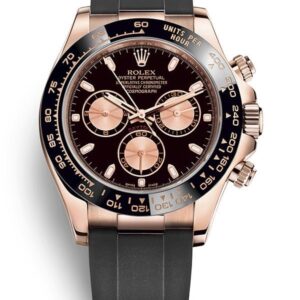 Rolex Rose Gold Daytona 40 Watch - Black Index Dial - Black Oysterflex Strap Reference Reference #116515ln