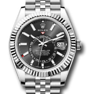 Rolex Sky-Dweller Fluted Bezel Black Index Dial Jubilee Bracelet 336934