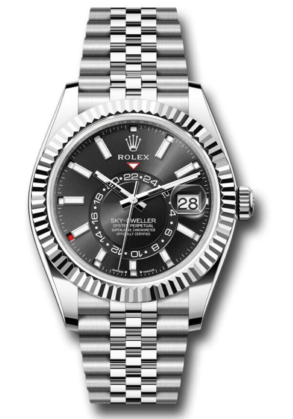 Rolex Sky-Dweller Fluted Bezel Black Index Dial Jubilee Bracelet 336934