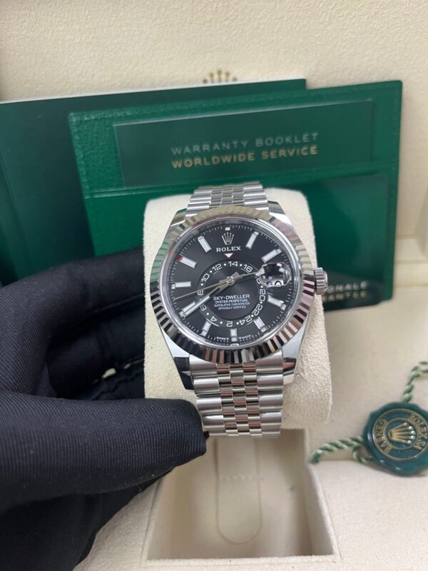 Rolex Sky-Dweller Fluted Bezel Black Index Dial Jubilee Bracelet 336934 - Image 5
