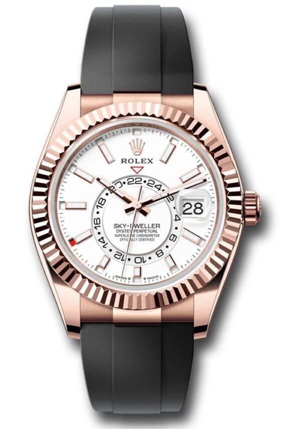 Rolex Sky-Dweller Rose Gold White Dial Oysterflex 336235