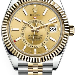 Rolex Sky-Dweller Two-Tone Stainless Steel - Yellow Gold Champagne Index Dial -Jubilee Bracelet (Ref# 326933)