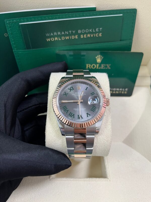 Rolex Steel and Rose Gold Datejust 41mm - Fluted Bezel - Slate Gray Wimbledon Roman Dial (Reference #126331) - Image 4