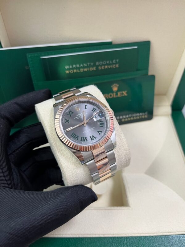 Rolex Steel and Rose Gold Datejust 41mm - Fluted Bezel - Slate Gray Wimbledon Roman Dial (Reference #126331) - Image 2