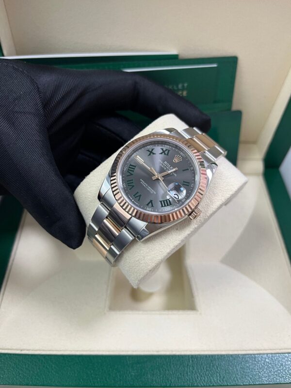 Rolex Steel and Rose Gold Datejust 41mm - Fluted Bezel - Slate Gray Wimbledon Roman Dial (Reference #126331) - Image 13