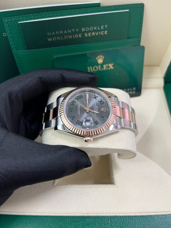 Rolex Steel and Rose Gold Datejust 41mm - Fluted Bezel - Slate Gray Wimbledon Roman Dial (Reference #126331) - Image 3