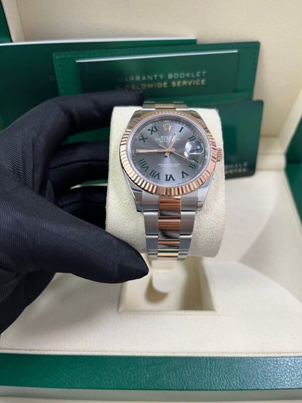 Rolex Steel and Rose Gold Datejust 41mm - Fluted Bezel - Slate Gray Wimbledon Roman Dial (Reference #126331) - Image 12