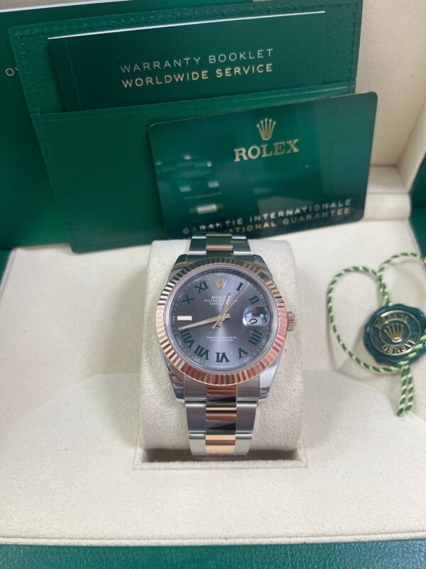 Rolex Steel and Rose Gold Datejust 41mm - Fluted Bezel - Slate Gray Wimbledon Roman Dial (Reference #126331) - Image 7