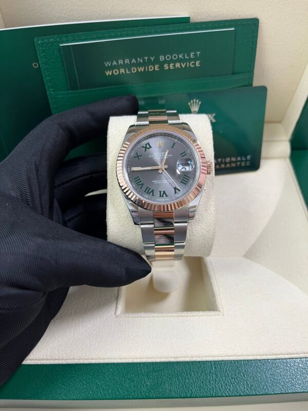 Rolex Steel and Rose Gold Datejust 41mm - Fluted Bezel - Slate Gray Wimbledon Roman Dial (Reference #126331) - Image 5
