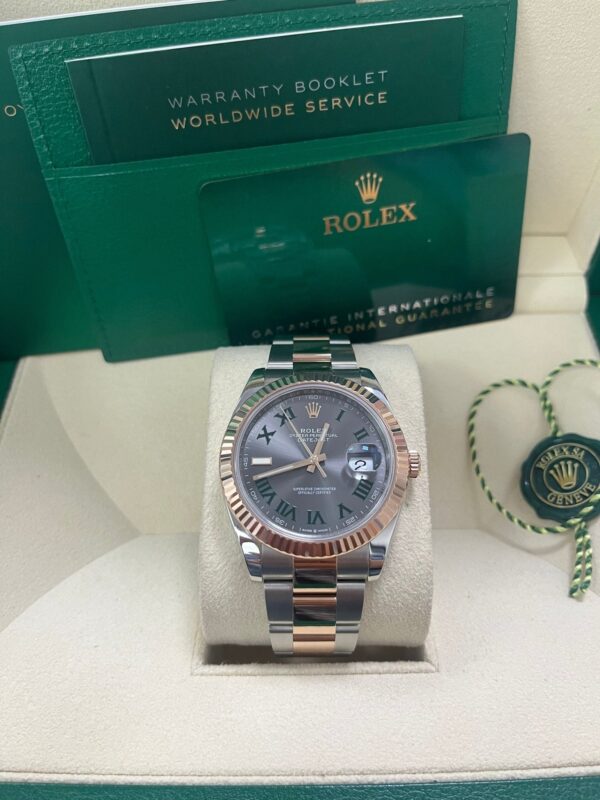 Rolex Steel and Rose Gold Datejust 41mm - Fluted Bezel - Slate Gray Wimbledon Roman Dial (Reference #126331) - Image 6