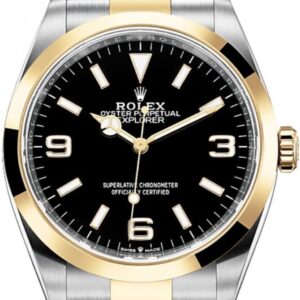 Rolex Steel and Yellow Gold Oyster Perpetual Explorer - Black Dial - Oyster Bracelet
