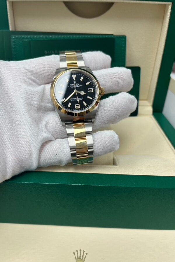 Rolex Steel and Yellow Gold Oyster Perpetual Explorer - Black Dial - Oyster Bracelet - Image 8