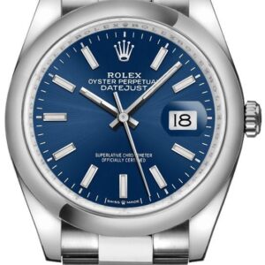 Rolex Steel Datejust 36 Domed Bezel Blue Index Dial Oyster Bracelet (Reference # 126200)