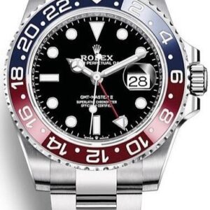 Rolex Steel GMT-Master II 40 Watch - Blue And Red Pepsi Bezel - Black Dial - Oyster Bracelet (Ref# 126710BLRO)