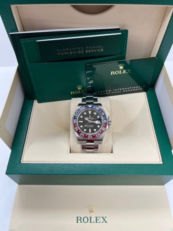 Rolex Steel GMT-Master II 40 Watch - Blue And Red Pepsi Bezel - Black Dial - Oyster Bracelet (Ref# 126710BLRO) - Image 2