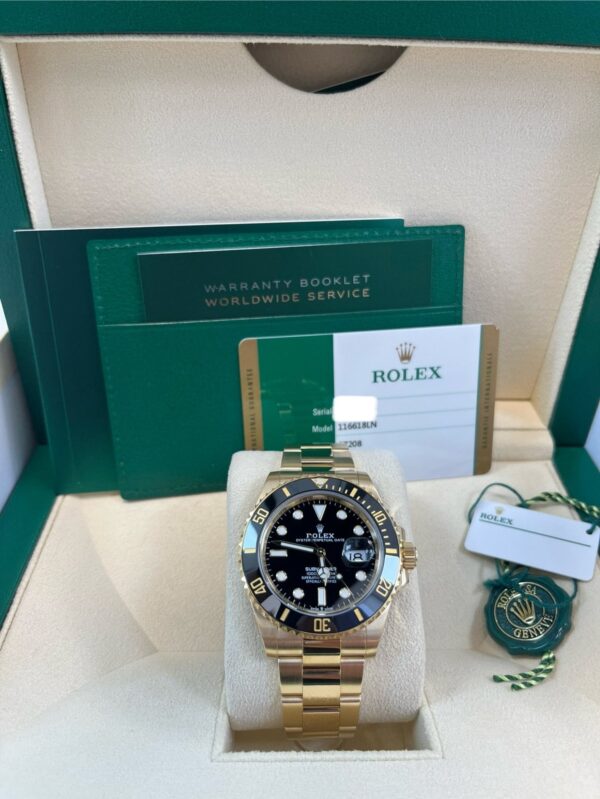 Rolex Submariner Date Certified Yellow Gold Black Dial 116618ln - Image 6