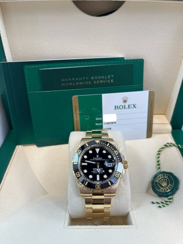 Rolex Submariner Date Certified Yellow Gold Black Dial 116618ln - Image 7