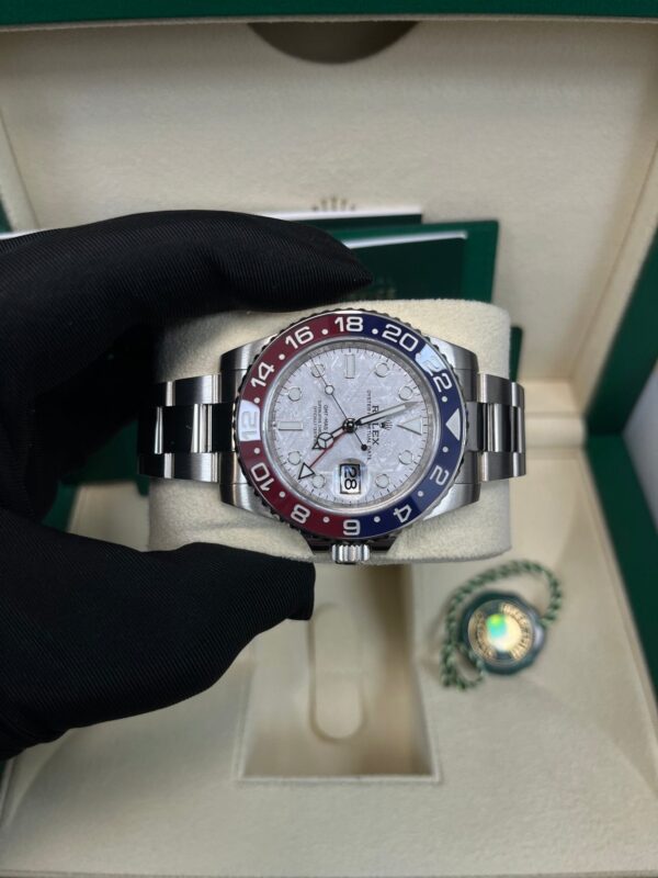 Rolex White Gold GMT-Master II 40 Watch - Blue and Red Pepsi Bezel - Meteorite Dial - Oyster Bracelet (Ref # 126719BLRO ) - Image 6