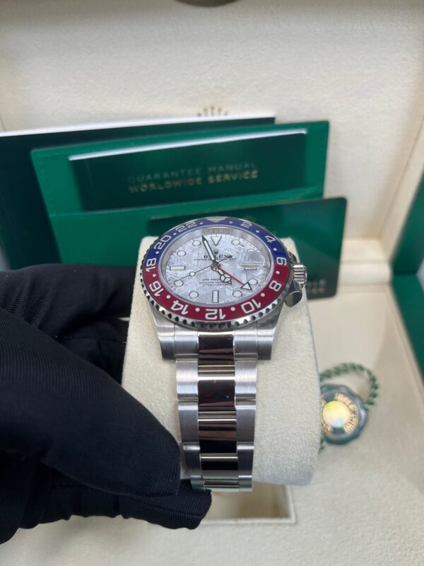 Rolex White Gold GMT-Master II 40 Watch - Blue and Red Pepsi Bezel - Meteorite Dial - Oyster Bracelet (Ref # 126719BLRO ) - Image 4